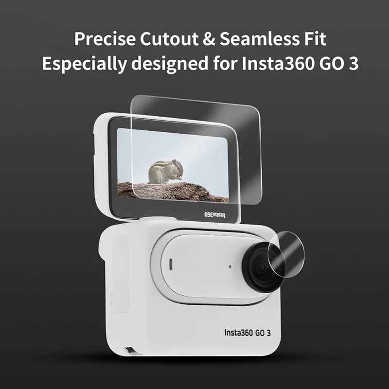 SUNNYLIFE 1Pc For Insta360 GO 3 Action Camera Tempered Glass 9H Hardness Lens Film + Screen Protector Set