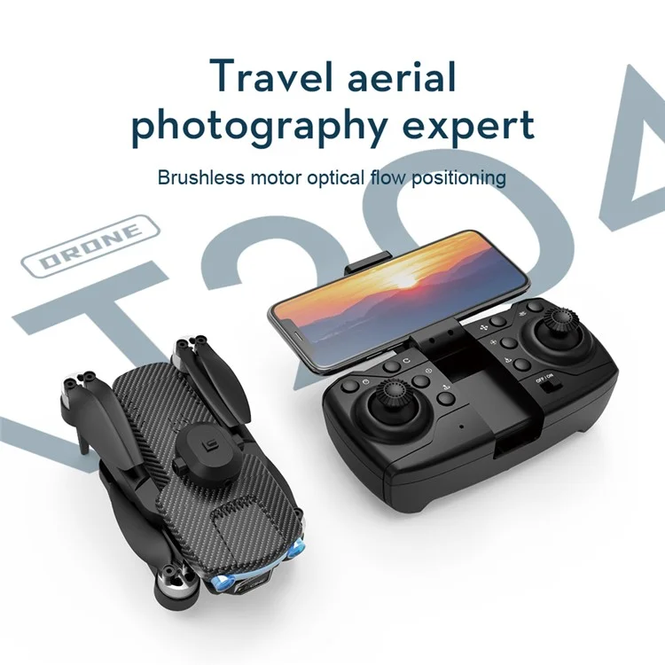 XT204 4K (480P) HD Lens Foldable RC Drone Brushless Motor Obstacle Avoidance 4-Axis RC Quadcopter, com 1 Bateria do Drone