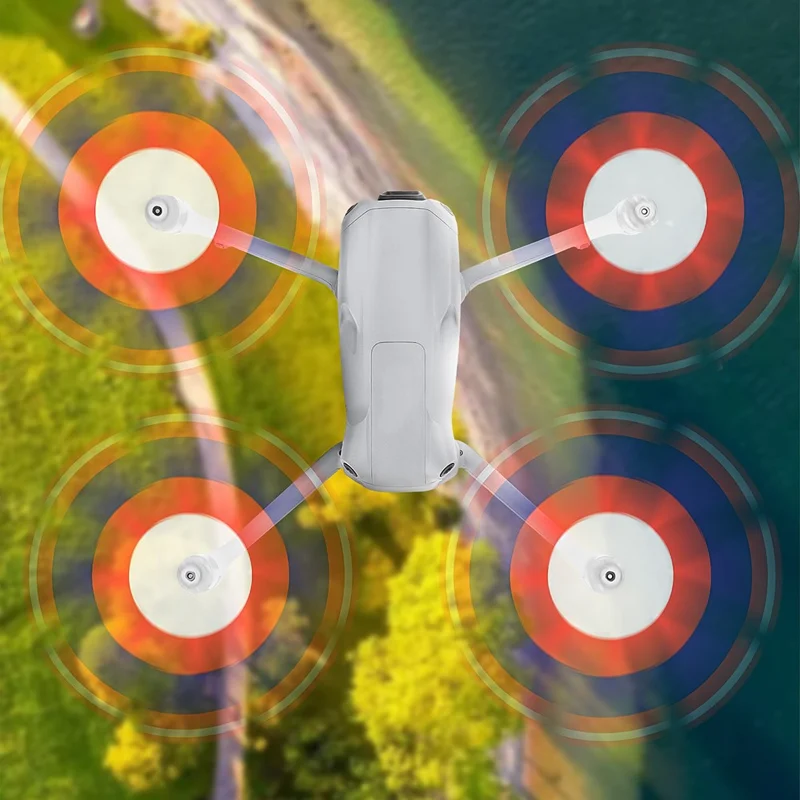 SUNNYLIFE 2 pary łopat trójkolorowych dla DJI Air 3 8747F, cicha praca śmigieł z pudełkiem do przechowywania – czerwony+niebieski+biały