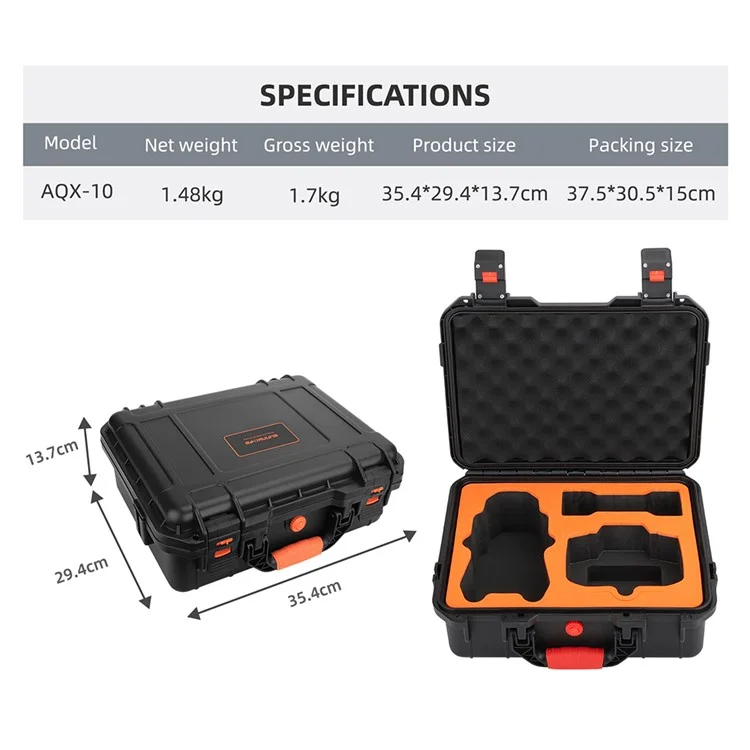 Sunnylife AQX-10 Per DJI Air 3 Case di Carico Impermeabile Resistente All'impatto, Versione Standard