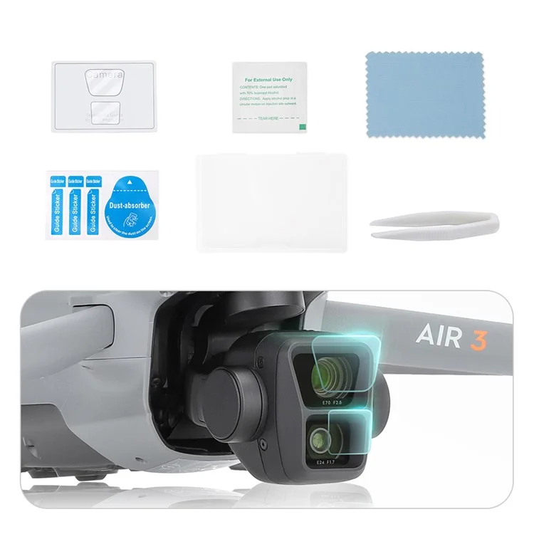 SUNNYLIFE 1 Set for DJI Air 3 Camera Lens Protector Explosion-proof 9H Tempered Glass Film