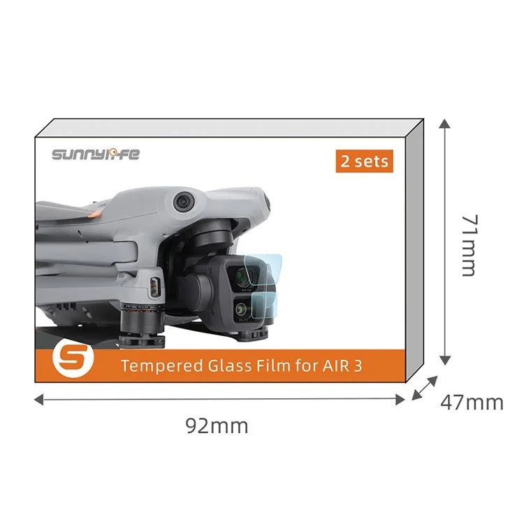 SUNNYLIFE 1 Set for DJI Air 3 Camera Lens Protector Explosion-proof 9H Tempered Glass Film