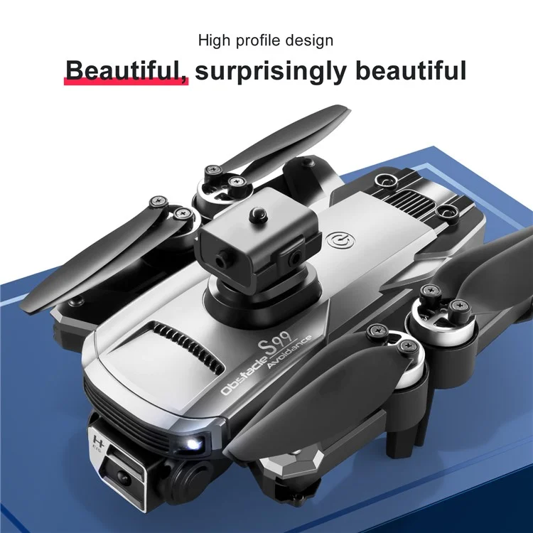 S99 MAX 8K Drone Dobrável com Câmera de 480P, Evitação de Obstáculos de 4 Vias, Quadricóptero com 1 Bateria - Cinza Escuro 