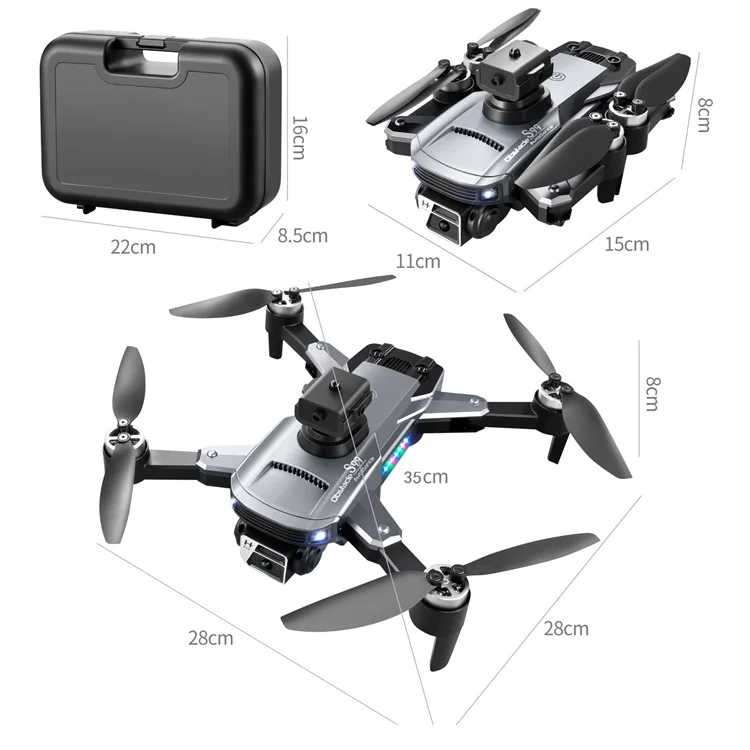 S99 MAX 8K Drone Dobrável com Câmera de 480P, Evitação de Obstáculos de 4 Vias, Quadricóptero com 1 Bateria - Cinza Escuro 