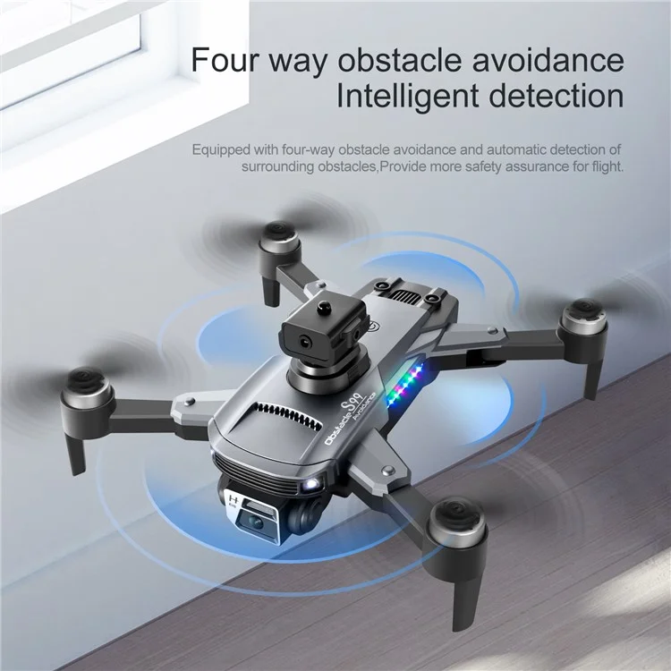 S99 MAX 8K Drone Dobrável com Câmera de 480P, Evitação de Obstáculos de 4 Vias, Quadricóptero com 1 Bateria - Cinza Escuro 