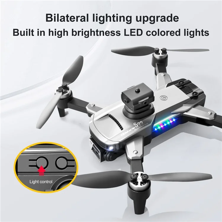 S99 MAX 8K Drone Dobrável com Câmera de 480P, Evitação de Obstáculos de 4 Vias, Quadricóptero com 1 Bateria - Cinza Escuro 
