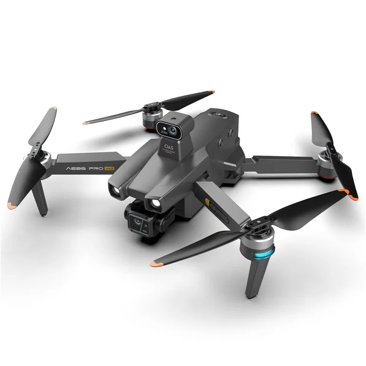 AE86 Pro Max 3-axis Gimbal Obstacle Avoidance RC Drone 2K 5G Digital Image Transmission Dual Lens GPS Aircraft, 3 Batteries - Black