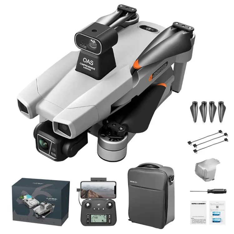 AE86 Pro Max Dual Lens 2K 5G Digital Image Transmission GPS Folding Aircraft 3-axis Gimbal Obstacle Avoidance RC Drone, 2 Batteries - Gris