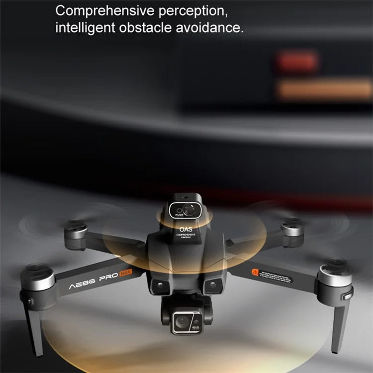 AE86 Pro Max Lente Dupla 2K 5G Transmissão de Imagem Digital GPS Dobrável Aeronaves de 3 Eixos Evitar Obstáculos RC Drone, 2 Baterias - Cinza