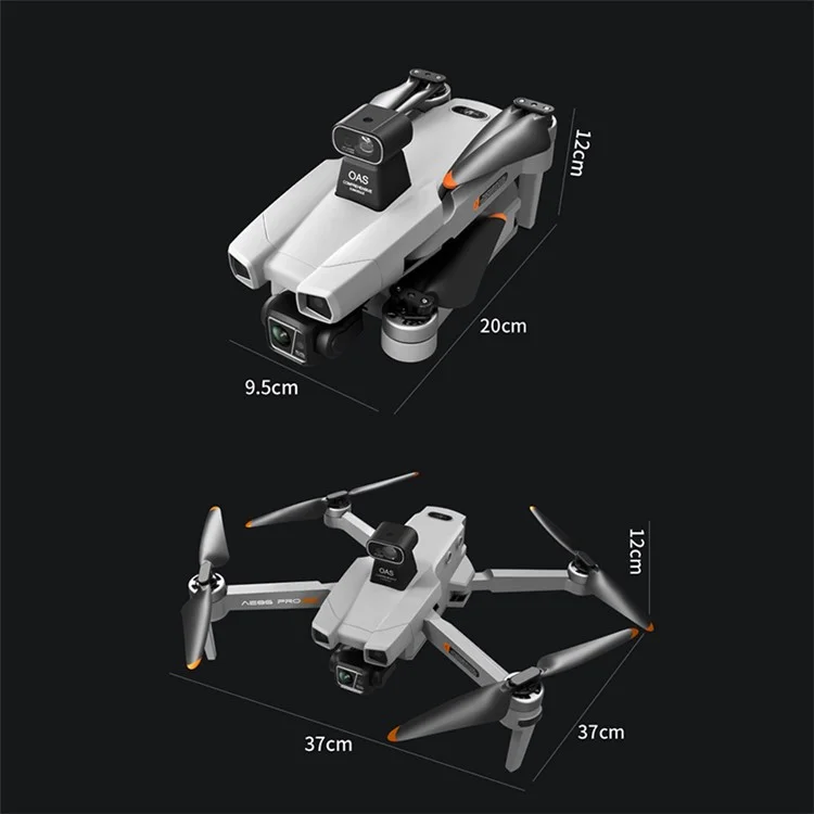 AE86 Pro Max Dual Lens 2K 5G Digital Image Transmission GPS Folding Aircraft 3-axis Gimbal Obstacle Avoidance RC Drone, 2 Batteries - Gris