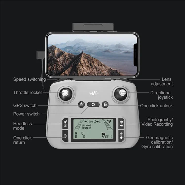 AE86 Pro Max 3-eje Gimbal Obstrucción Evitar GPS RC Drone Lente Única 4K 5G Transmisión de Imagen Digital Aeronave, Batería Única - Gris