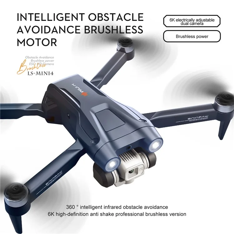 Mini4 RC Drone Бесщеточный Контроль 6k+480p Объектив Оптический Плавный Парящий Квадрокоптер, с 1 Дрон Батареи