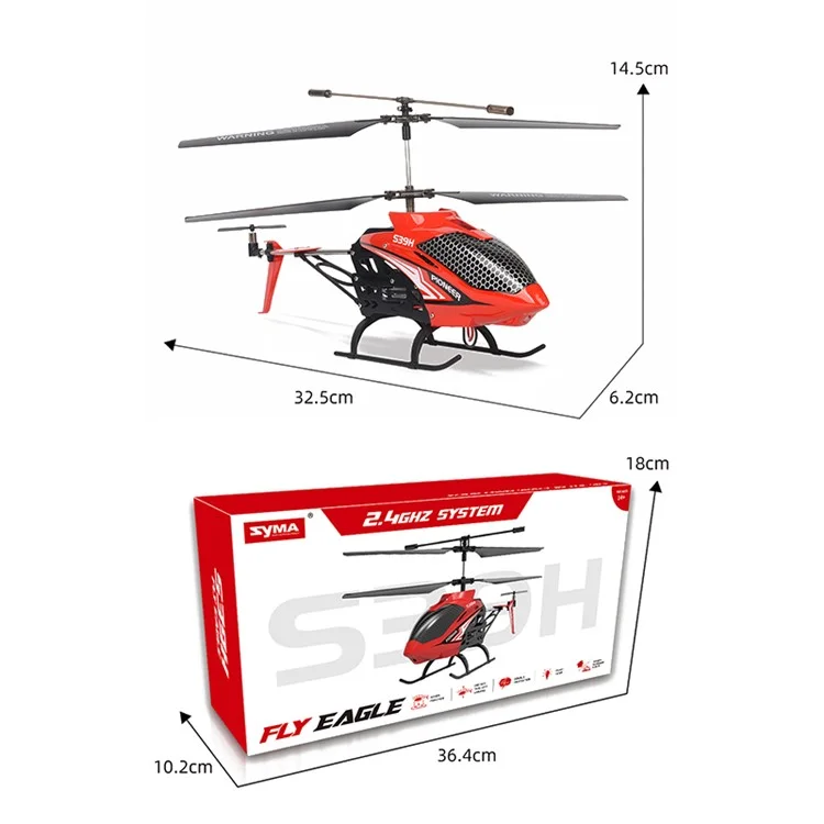 SYMA S39H Avión RC con Control de Altitud Inteligente 2.4G Aeronave de Aleación Inalámbrica, Helicóptero Juguete, Doble Baterías 