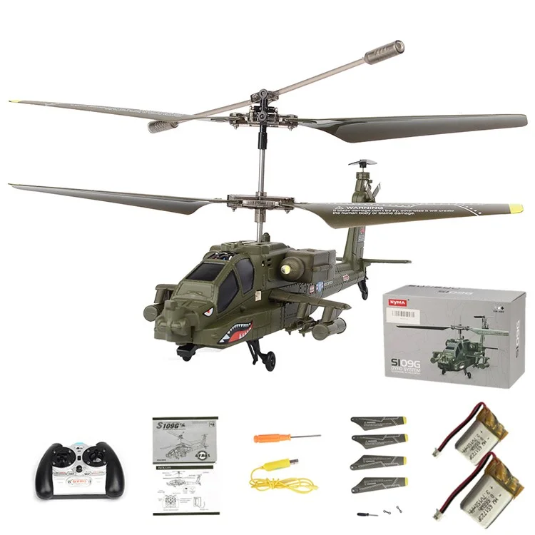 Jouet d'hélicoptère militaire de simulation SYMA S109G 2.4G à haute fréquence, avec batteries doubles