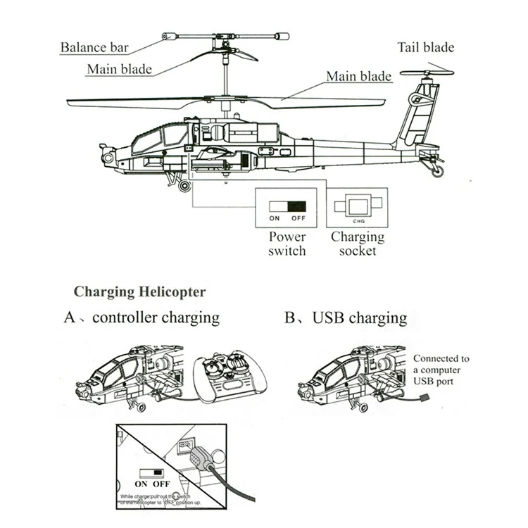 Jouet d'hélicoptère militaire de simulation SYMA S109G 2.4G à haute fréquence, avec batteries doubles