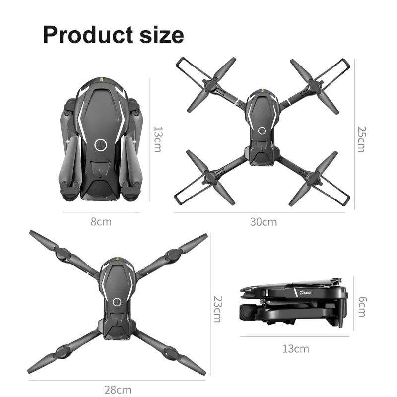 V88 Dual Camera Drone Altitude Hold Headless Mode Foldable RC Quadcopter, Dual Batteries - Grey