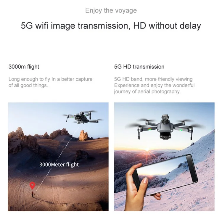 PJC RG101 PRO FPV Brushless Quadcopter Obstacle Avoidance Foldable RC Drone, Singola Batteria