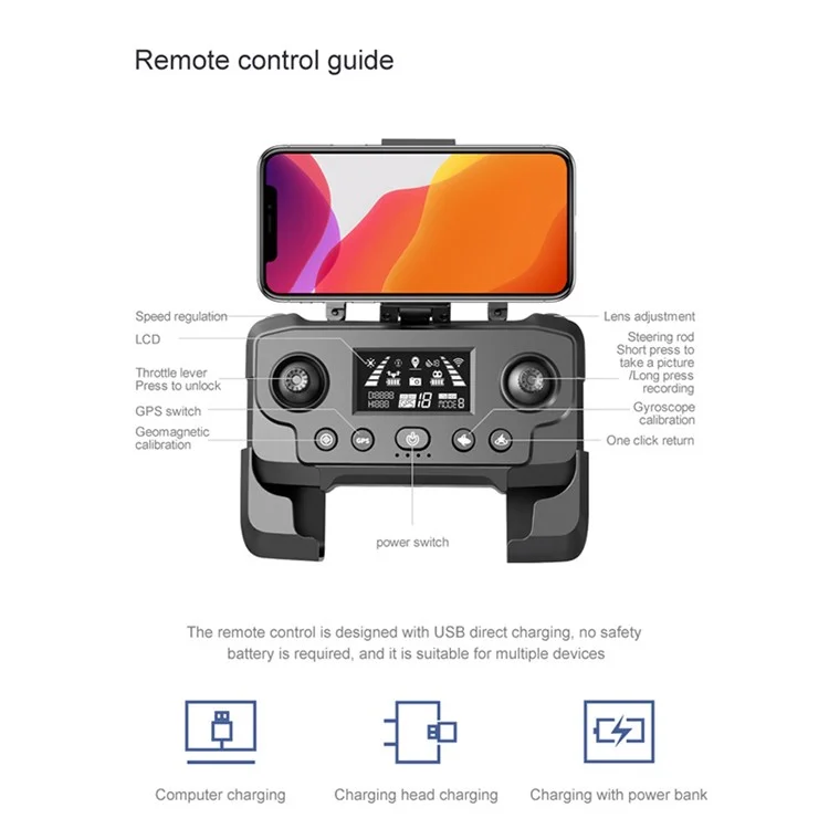PJC RG101 PRO FPV Brushless Quadcopter Obstacle Avoidance Foldable RC Drone, Singola Batteria