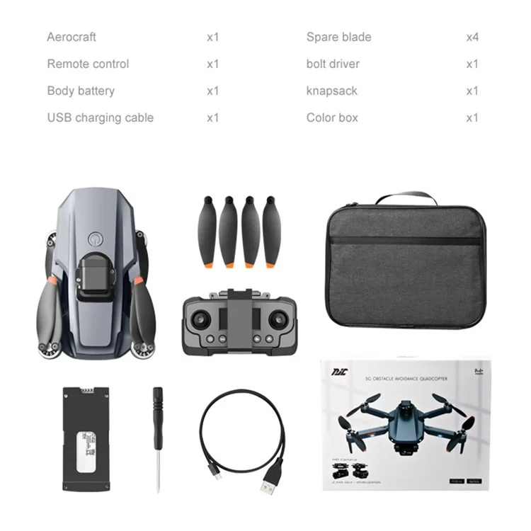 PJC RG101 PRO FPV Brushless Quadcopter Obstacle Avoidance Foldable RC Drone, Singola Batteria