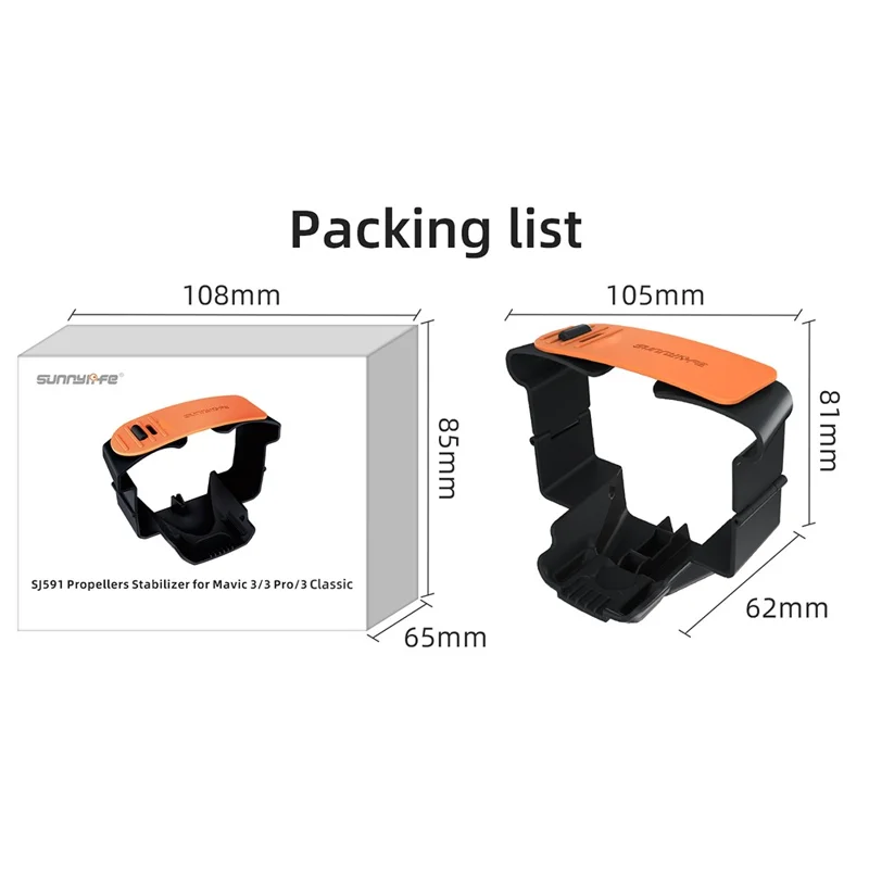SUNNYLIFE SJ591 Propeller Stabilizer Holder for DJI Mavic 3 / 3 Pro / 3 Classic Paddle Protector Fixed Mount Belt - Black