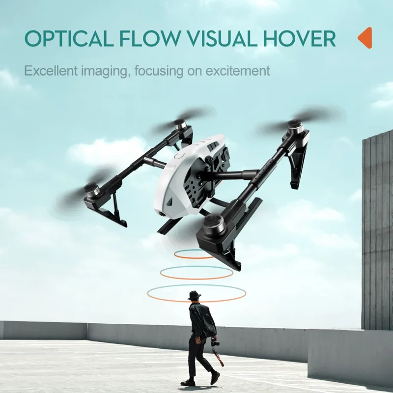 KS66 6K Luftbildfotografie Leichtmetall-RC-Drohne mit bürstenlosem HD-Kamera-Fernsteuerung, optischem Durchfluss-Quadrocopter, Einzelakku - Schwarz 