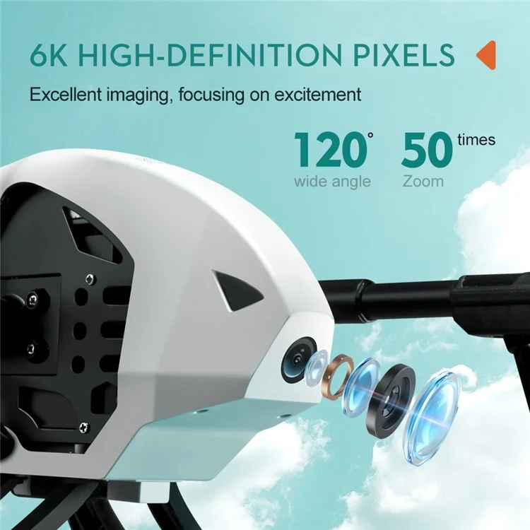 KS66 6K HD Aerial Photography Alloy RC Drone Brushless Remote Control Optical Flow Quadcopter Toy, Dual Battery - White