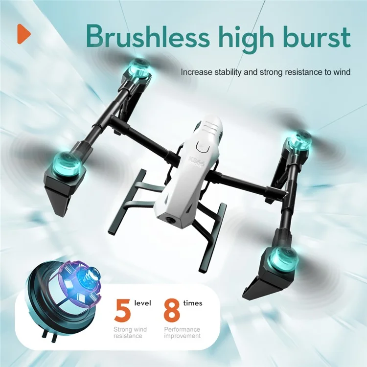 KS66 6K HD Aerial Photography Alloy RC Drone Brushless Remote Control Optical Flow Quadcopter Toy, Dual Battery - White