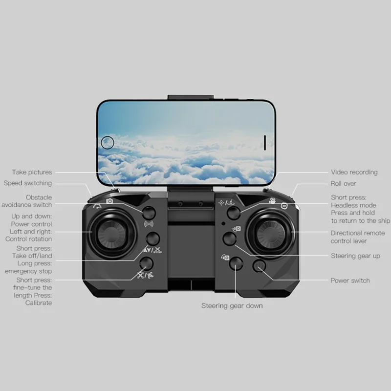 P15 RC Drohne Hindernisvermeidung Fernbedienungsquadcopter (optische Flusspositionierung + GPS Automatische Rückkehr + ESC 4 Objektiv + Bürstenloser Motor + 2 Batterien) - Schwarz