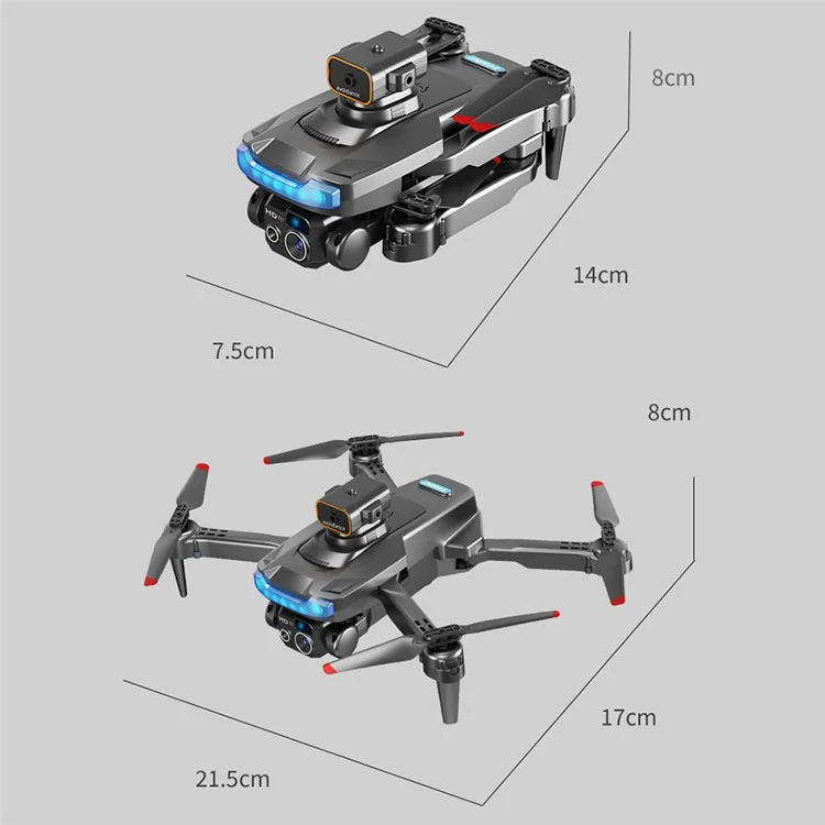 P15 RC Drone Obstacle Avoidance Remote Control Quadcopter (Optical Flow Positioning + GPS Automatic Return + ESC 4 Lens + Brushless Motor + 2 Batteries) - Black