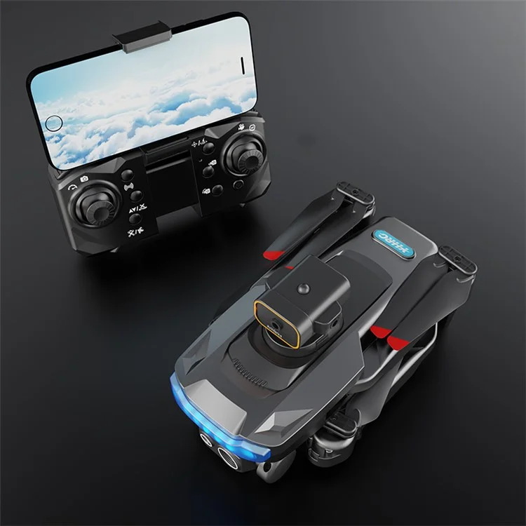 P15 RC Drone Obstacle Avoidance Remote Control Quadcopter (Positionnement optique + Retour automatique GPS + 4 objectifs ESC + Moteur sans balais + 2 batteries) - Noir