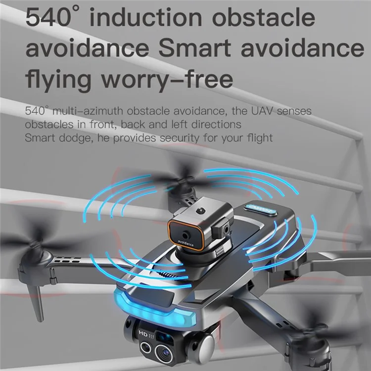 P15 RC Drone Obstacle Avoidance Remote Control Quadcopter (Optical Flow Positioning + GPS Automatic Return + ESC 4 Lens + Brushless Motor + 2 Batteries) - Black