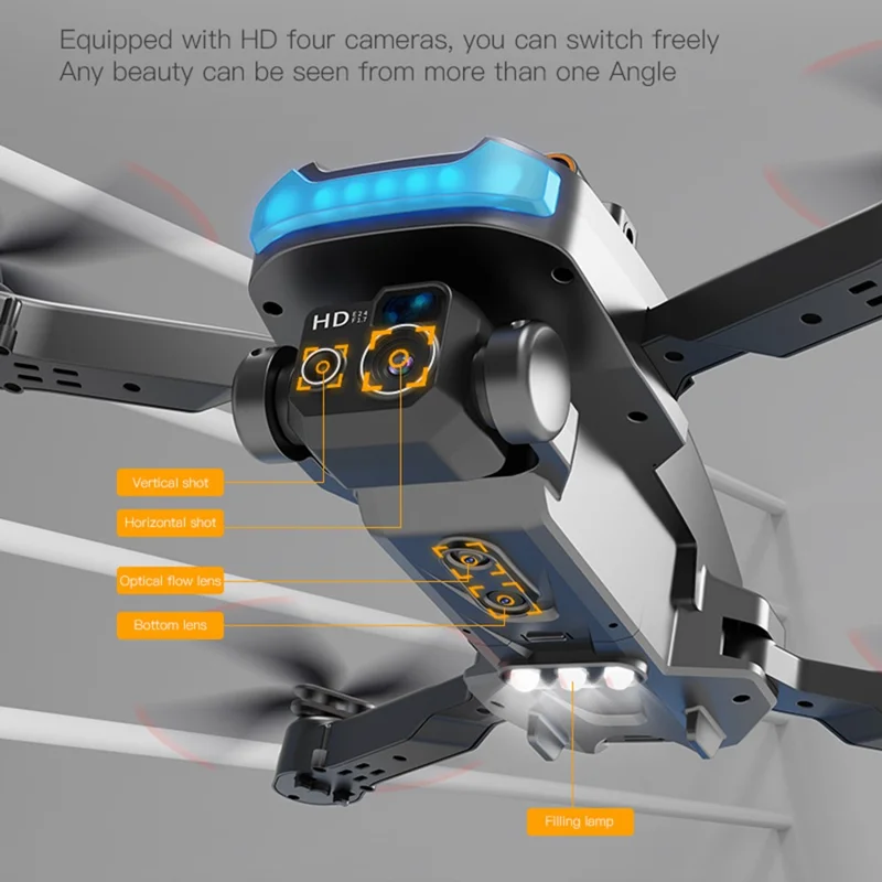 P15 HD FPV Drone Obstacle Avoidance RC Quadcopter (Optical Flow Positioning + GPS Automatic Return + ESC 4 Lens + Brushless Motor + 1 Battery) - Grey