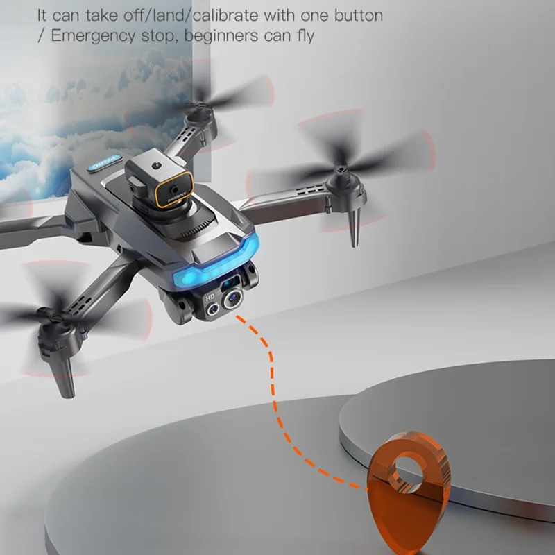 P15 HD FPV Drone Obstacle Avoidance RC Quadcopter (Optical Flow Positioning + GPS Automatic Return + ESC 4 Lens + Brushless Motor + 1 Battery) - Grey