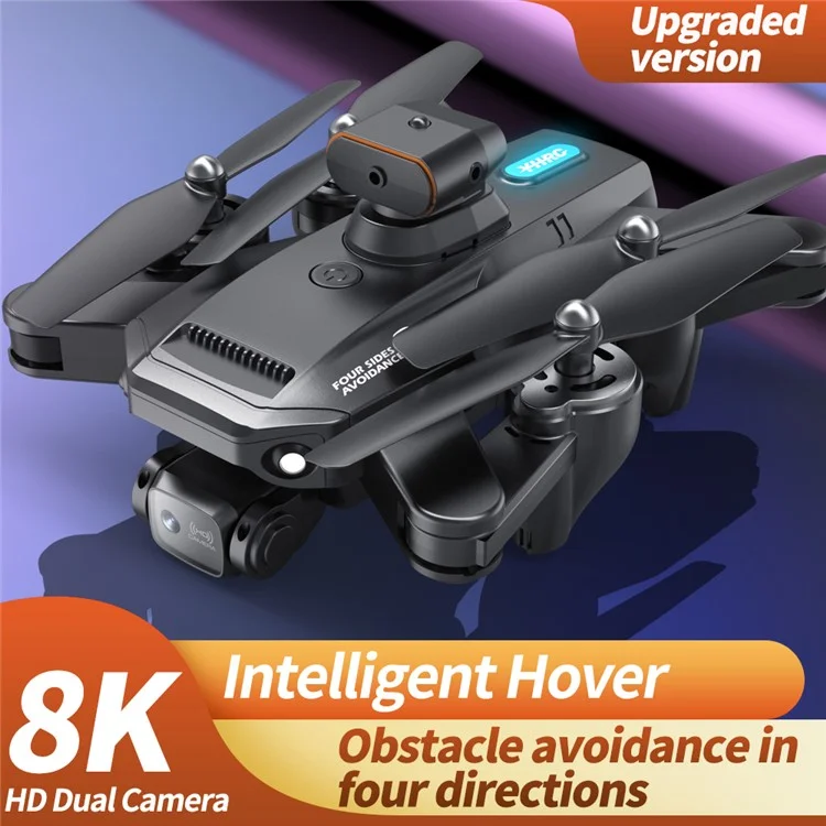 P9 ESC Dual Lens HD RC Drone Smart Obstacle-avoidance Folding Quadcopter mit Aufbewahrungstasche + 2 Batterien - Schwarz