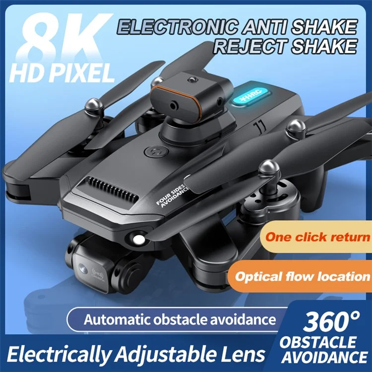 P9 ESC Dual Lens HD RC Drone Smart Obstacle-avoidance Folding Quadcopter with Storage Bag + 2 Batteries - Orange