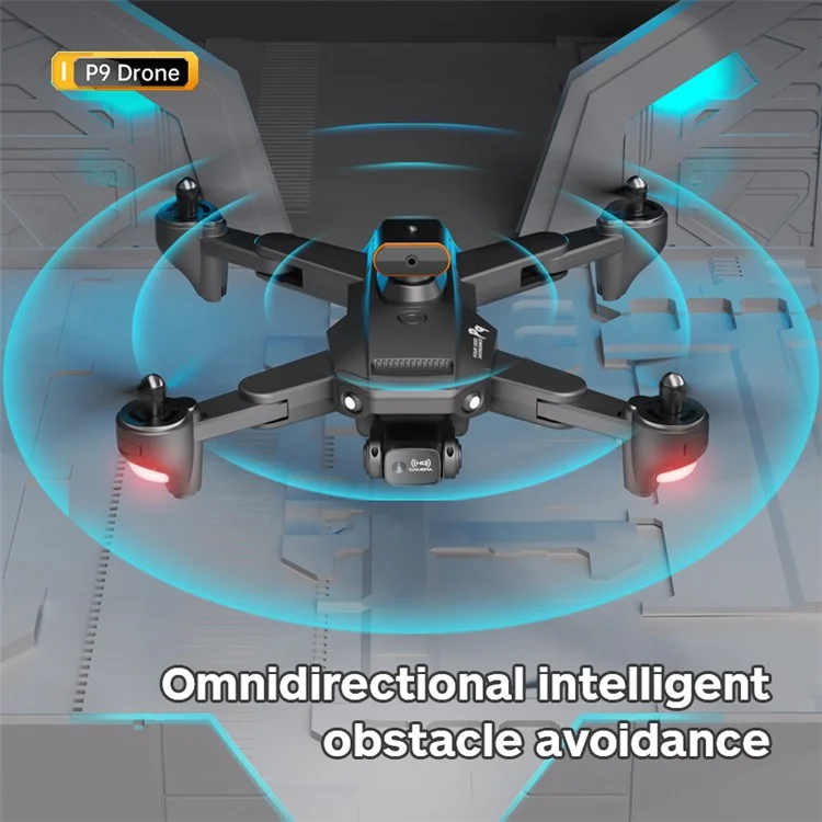 P9 ESC Dual Lens HD RC Drone Smart Obstacle-avoidance Folding Quadcopter with Storage Bag + 2 Batteries - Orange
