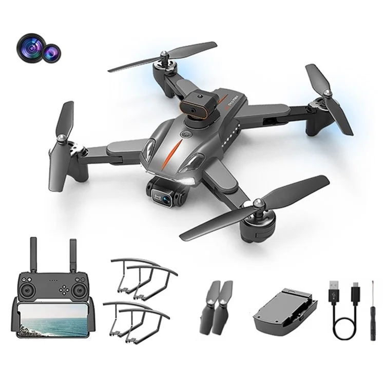 P11 HD Камера RC Drone с интеллектуальным избежанием препятствий, складной квадрокоптер (оптический поток Позиционирование + 2 объектива + сумка для хранения + 1 батарея) - Черный