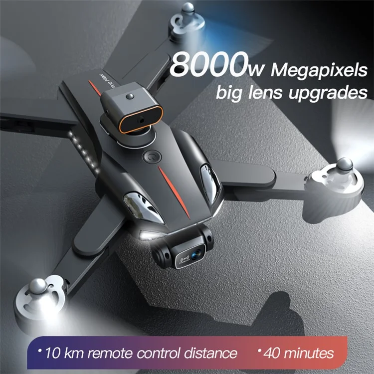 P11 HD Камера RC Drone с интеллектуальным избежанием препятствий, складной квадрокоптер (оптический поток Позиционирование + 2 объектива + сумка для хранения + 1 батарея) - Черный