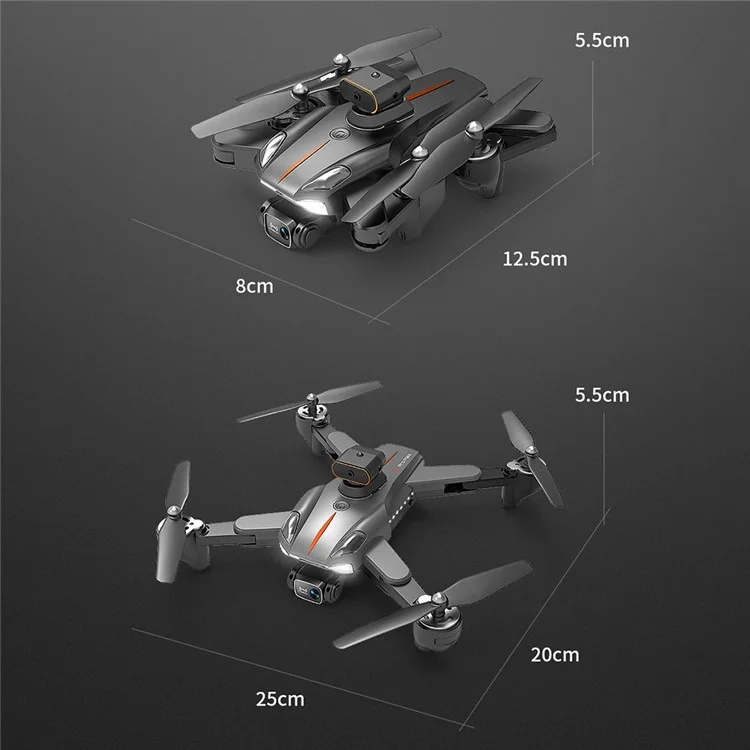 P11 HD Aerial Photography RC Drone Obstacle Avoidance Folding Drone (Optical Flow Positioning + ESC 2 Lens + Storage Bag + 2 Batteries) - Orange
