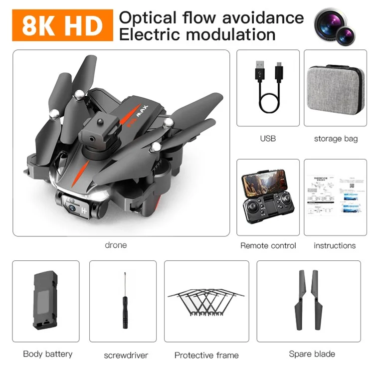 P11S  Оптический поток Позиционирование HD ESC Двухлинзовый RC Дрон с Складной Квадрокоптер с Сумкой для Хранения + 1 Аккумулятор - Чёрный