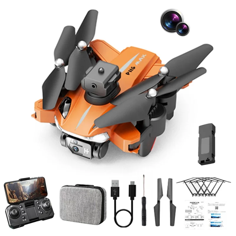 P11S  Optical Flow Positioning HD ESC Dual Lens RC Drone Folding Quadcopter with Storage Bag + 1 Battery - Orange