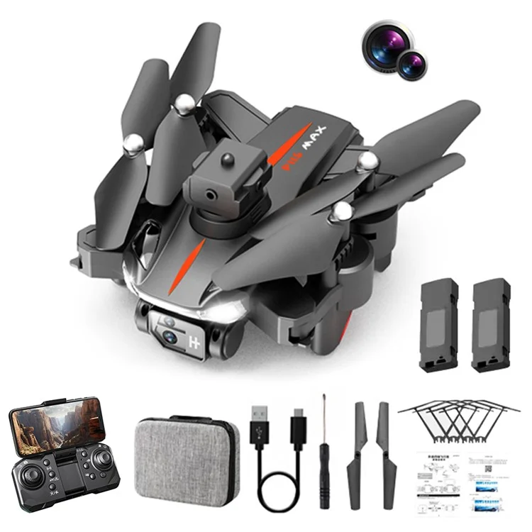 P11S ESC Drone Dupla Lente HD com Posicionamento por Fluxo Óptico, Dobrável, Quadricóptero com Bolsa de Transporte + 2 Baterias - Preto 