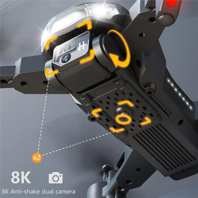 P11S ESC Drone Dupla Lente HD com Posicionamento por Fluxo Óptico, Dobrável, Quadricóptero com Bolsa de Transporte + 2 Baterias - Preto 