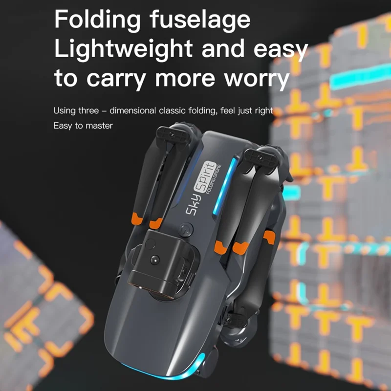 P14 Foldable Drone Intelligent Obstacle Avoidance RC Quadcopter Toy (Optical Flow Positioning + GPS Automatic Return + ESC 4 Lens + Brushless Motor + 1 Battery) - Grey