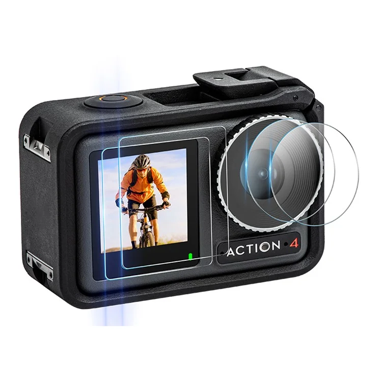 STARTRC 1126549 2 Set per DJI Osmo Action 4 Sports Camera Pellicola protettiva in vetro temperato anteriore e posteriore + Pellicola per lente