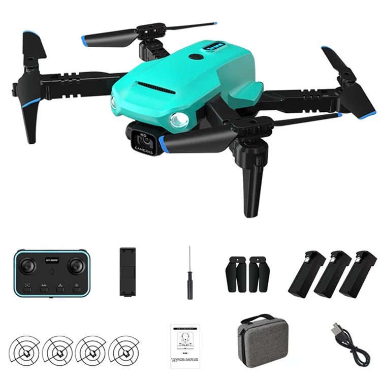 L1 Folding Drone 480P Single Camera Optical Flow Positioning Headless Mode RC Quadcopter, with 3 Batteries