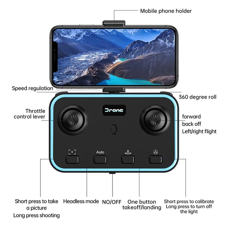 L1 Folding Drone 480P Single Camera Optical Flow Positioning Headless Mode RC Quadcopter, with 3 Batteries