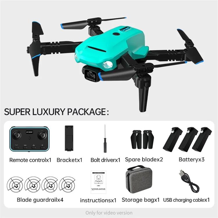 L1 Folding Drone 480P Single Camera Optical Flow Positioning Headless Mode RC Quadcopter, with 3 Batteries