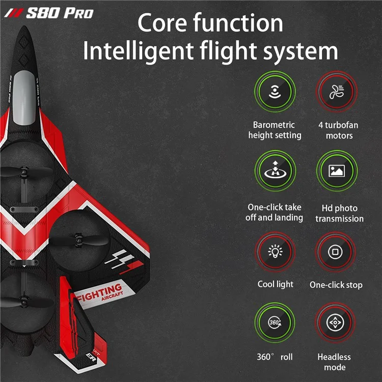 S80 Pro Foam+Plastic Aircraft Fixed Height 3-Gear Speed Remote Control Drone Toy with 1 Battery - Grün