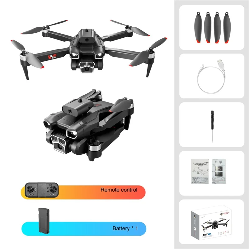 S151 360-Degree Obstacle Avoidance Remote Control Drone HD Dual-Lens RC Quadcopter, with 1 Battery